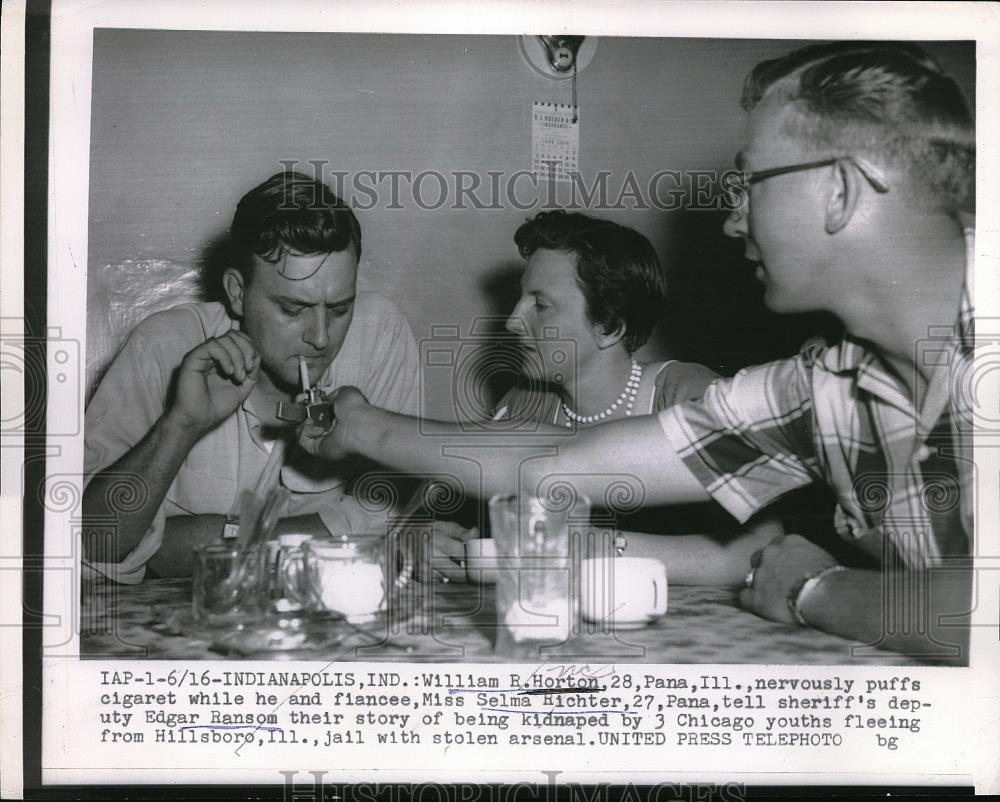 1956 Press Photo William Horton, finacee Selma Richter &amp; sheriff E Ransom , Ind. - Historic Images