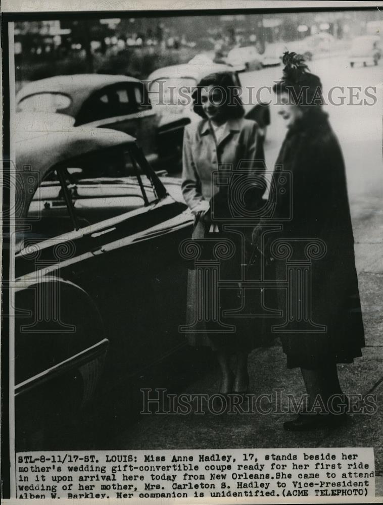 1949 Press Photo Miss Anne Hadley after her mothers wedding - neb33210 - Historic Images