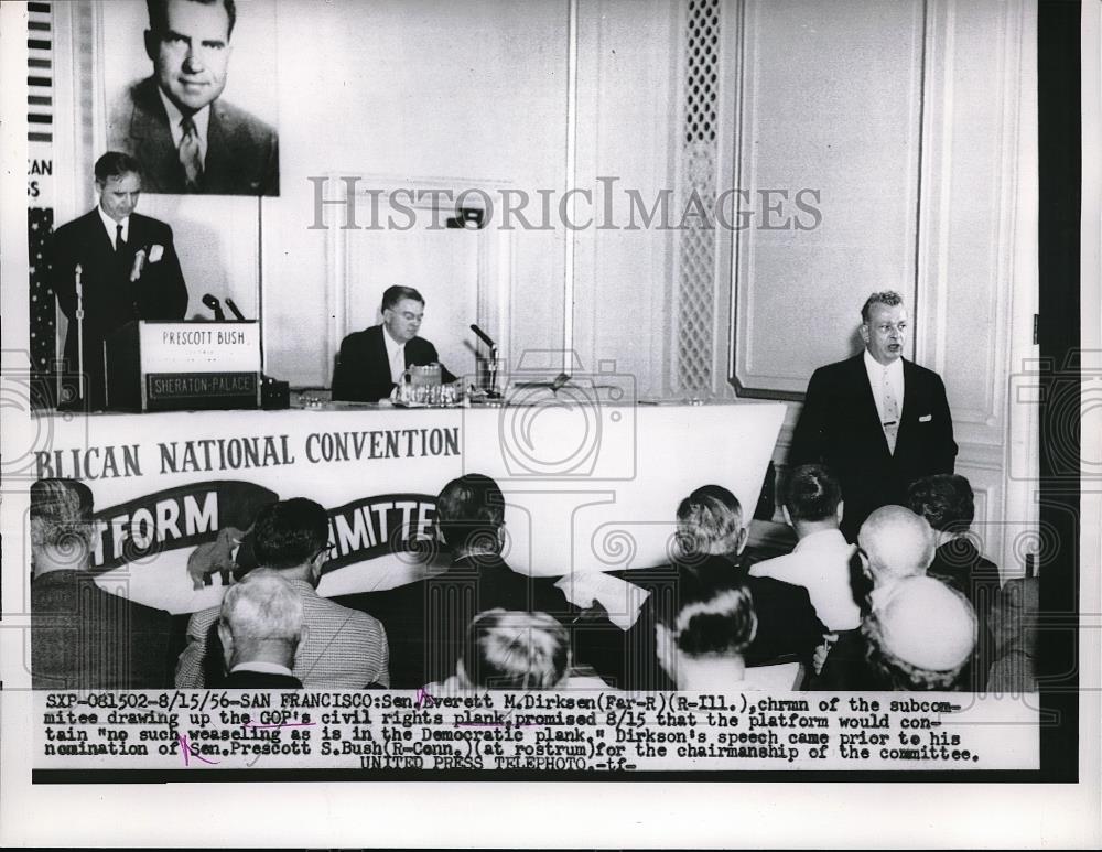1956 Press Photo Senator Everett Dirkesen chairman subcommittee GOP Civil Rights - Historic Images