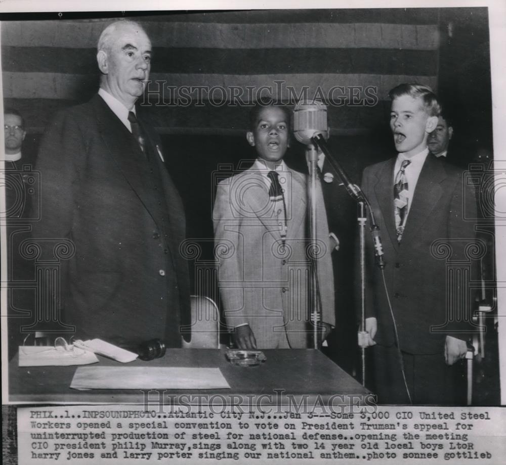 1952 Press Photo United Steel workers President truman Philip Murray - Historic Images