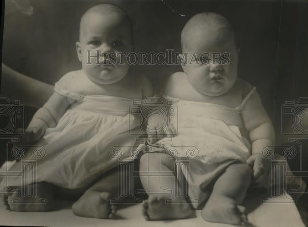 1924 Press Photo Twins Lucille & Cecile Dickerson 6 Months Old - Historic Images