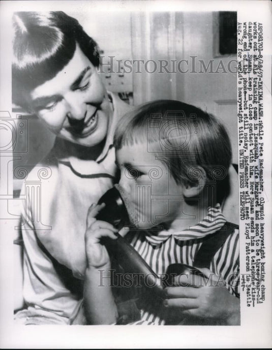 1957 Press Photo Margaret wife & Susan, daughter of Pete Rademacher, Olympic - Historic Images