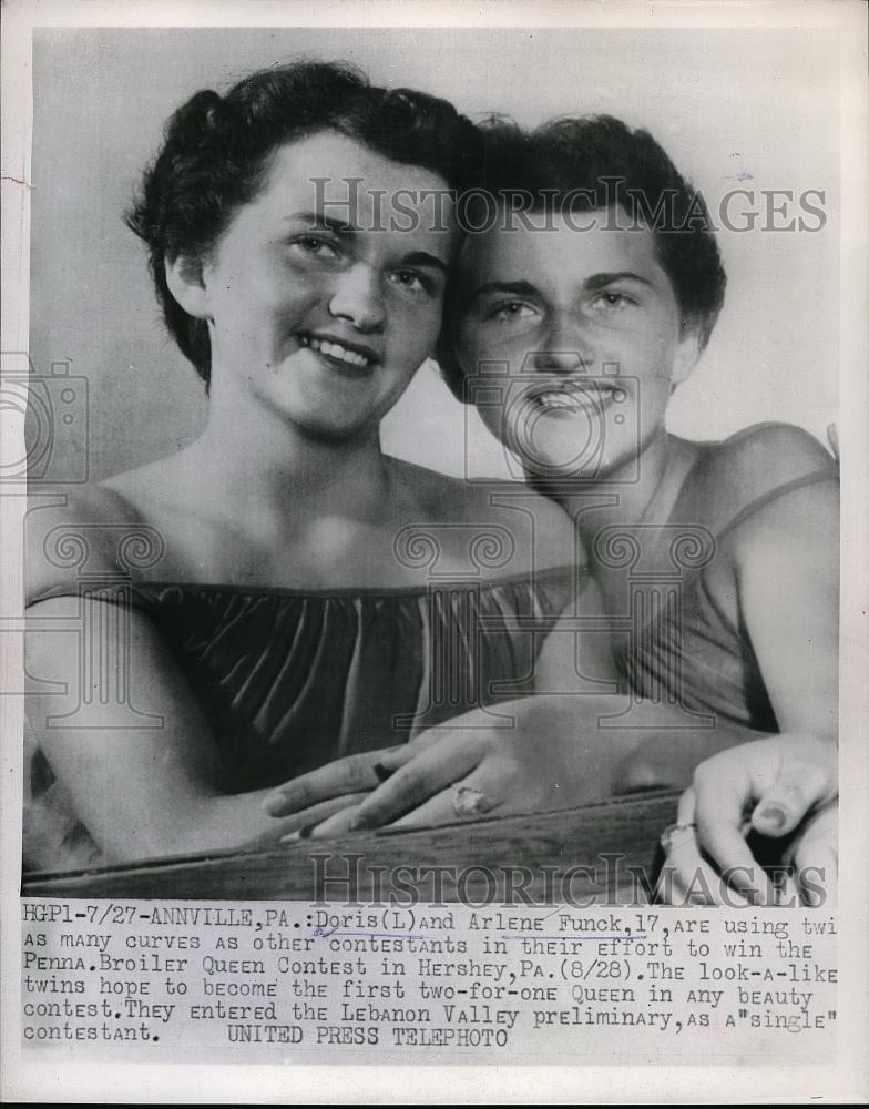 Press Photo Doris and Alrene Funck Broiler Queen Contestants - Historic Images