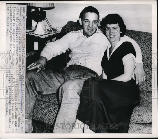 1950 Press Photo Arthur Williams Jr & bride Mrs Jean L Bressett - Historic Images