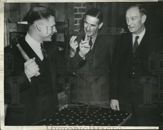 1940 Press Photo Tigers Benny Cox,A's Earl Mack & Reds mgr Bill McKechnie - Historic Images