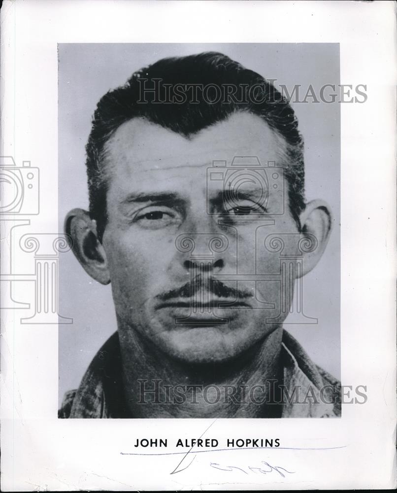 1954 Press Photo John Alfred Hopkins, FBI Most Wanted List - Historic Images