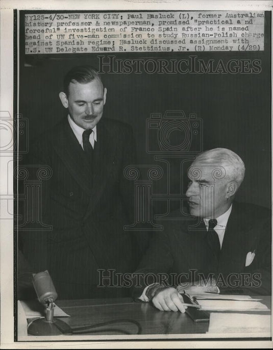 1946 Press Photo Paul Hasluck, former Australian history & newspaperman with - Historic Images