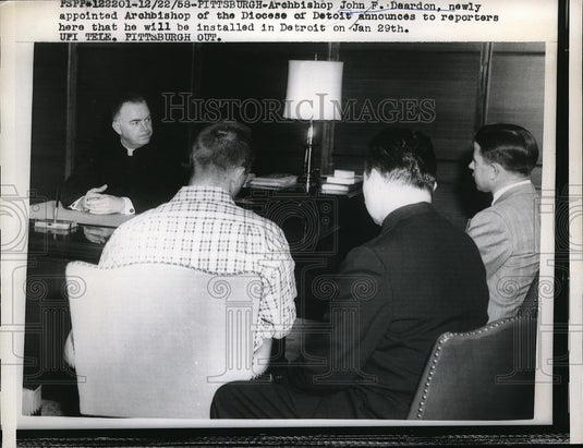 1958 Press Photo Archbishop John F. Deardon Announces Installed in Detroit - Historic Images