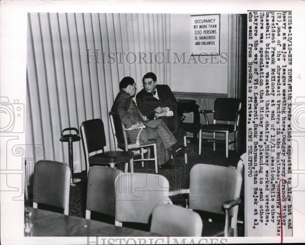 1949 Press Photo Major League meeting Dodger Branch Rickey , FrankMcKinney - Historic Images