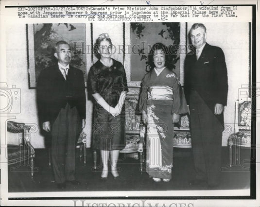 1961 Press Photo Prime Minister John Diefenbaker, Canada, Japanese Emperor - Historic Images