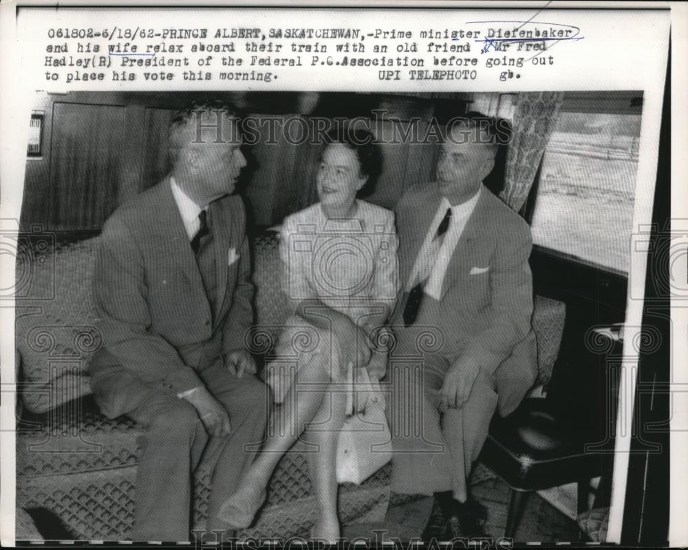 1962 Press Photo Canadian Prime Minister &amp; Mrs J Diefenbaker in Canada - Historic Images