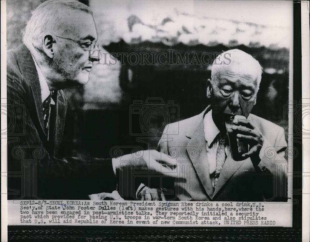 1953 Press Photo South Korean President Syngman Rhee, John Foster Dulles - Historic Images