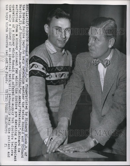 1954 Press Photo Ronald Herrick & Boston police R Black - Historic Images