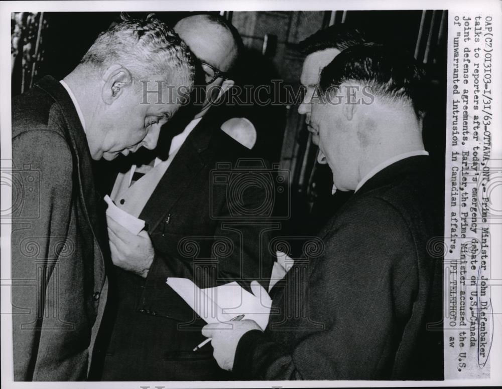 1963 Press Photo Prime Minister John Diefenbaker Prime Minister Canada - Historic Images