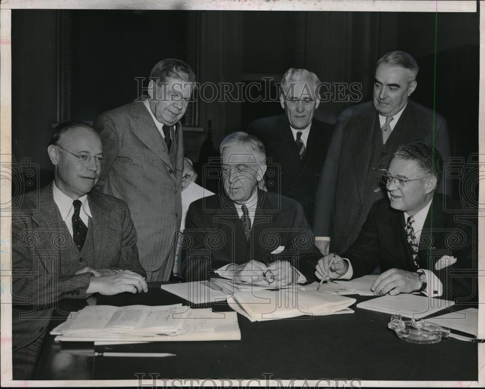 1946 Press Photo Sen. Robert Taft, Wallace White, Sen. C. Brooms, Sen. Willis - Historic Images