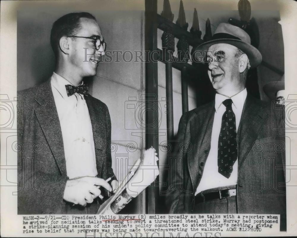 1949 Press Photo CIO President Philip Murray Discusses Pending Strike - Historic Images