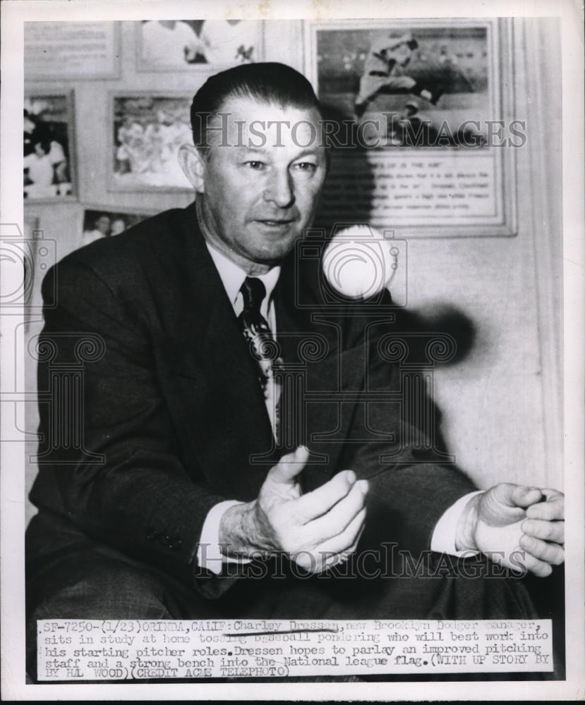 1951 Press Photo Charley Dressen Brooklyn Dodgers Manager - nes00481 - Historic Images