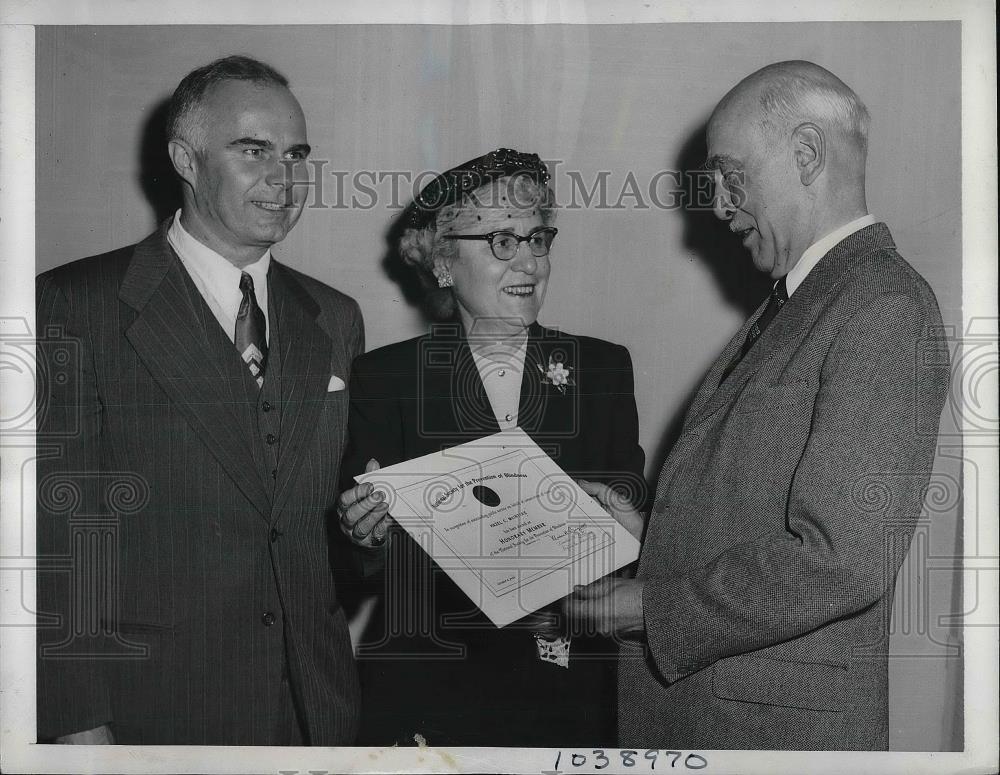 1953 Press Photo Mrs. Hazel McIntyre Ohio Educator National Socitey prevention o - Historic Images