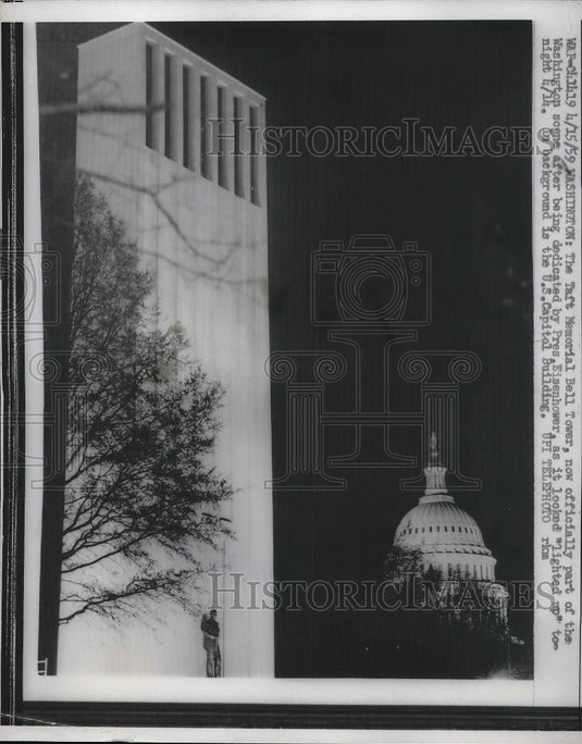 1959 Press Photo Taft Memorial bell Tower Washington DC - Historic Images