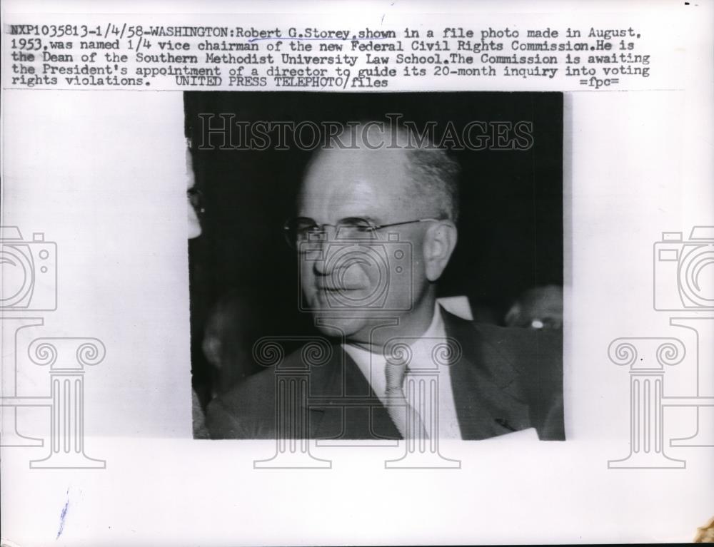 1958 Press Photo Robert G. Storey Vice Chairman Fed. Civil Rights Comm. - Historic Images