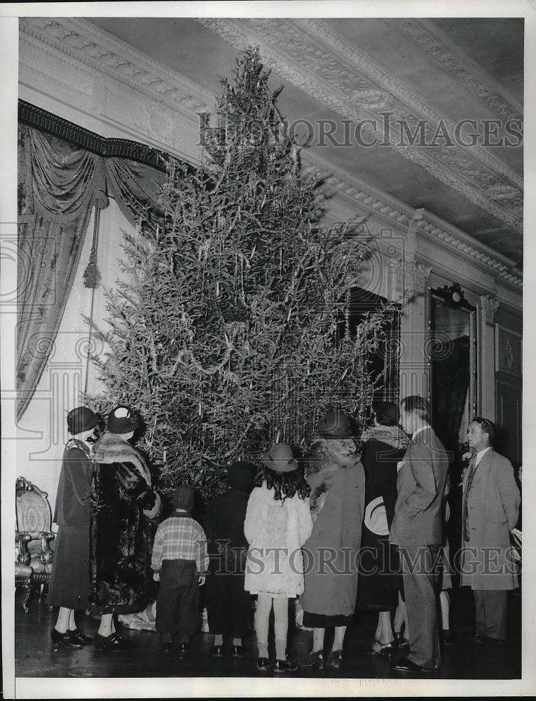 1934 Press Photo White House Christmas Tree, Executive Mansion, Washington D.C. - Historic Images
