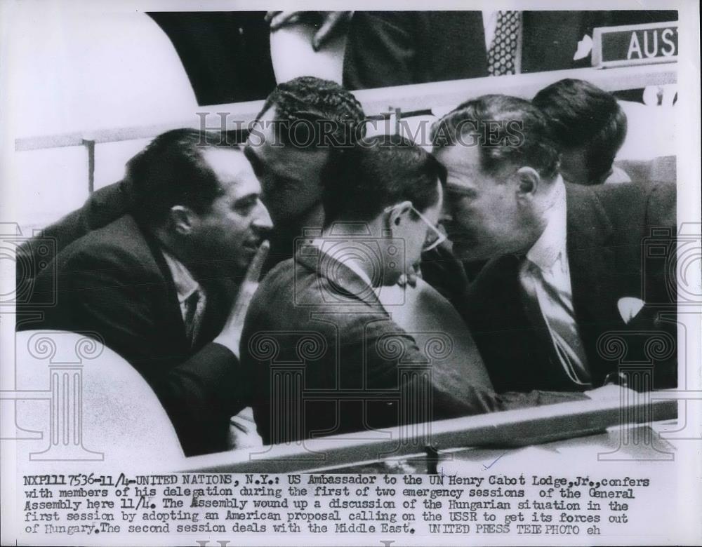 1956 Press Photo US Ambassador to United Nations Henry Cabot Lodge Jr - Historic Images