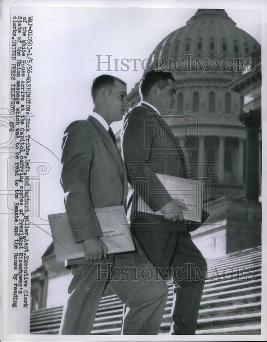 1956 Press Photo Dick Tribbe & Herbert Miller Asst Exe Clerk White House in DC - Historic Images