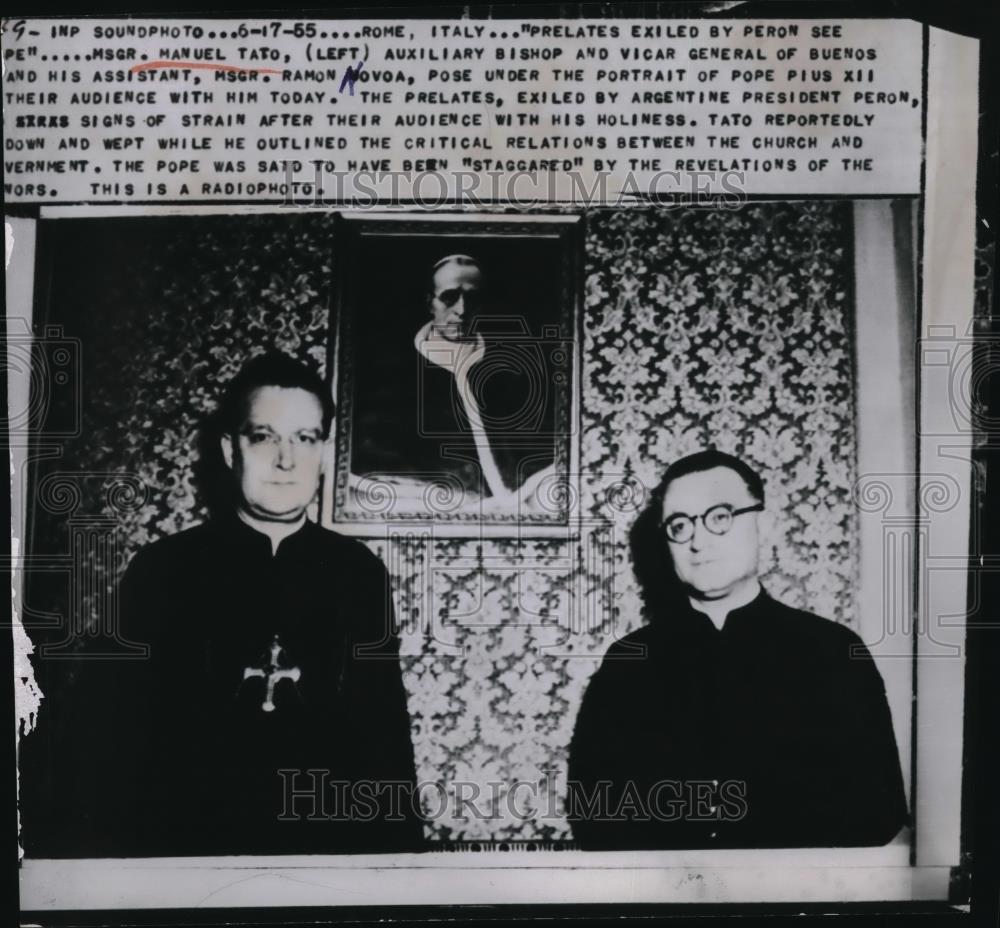 1955 Press Photo Msgr. Maneul Tato Auxilary Bishop Msgr. Ramon Novoa - Historic Images