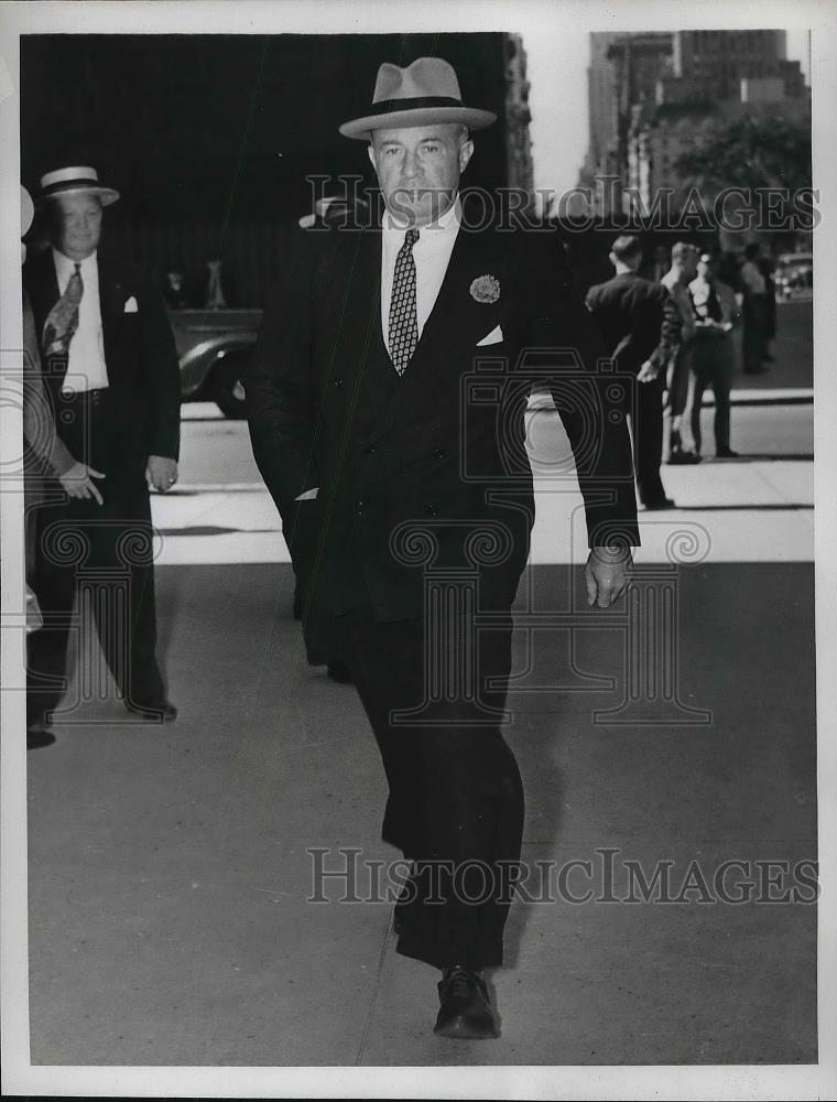 1938 Press Photo Bernard F. Gimbel Arriving at Adolf Lewisohn Funeral - Historic Images