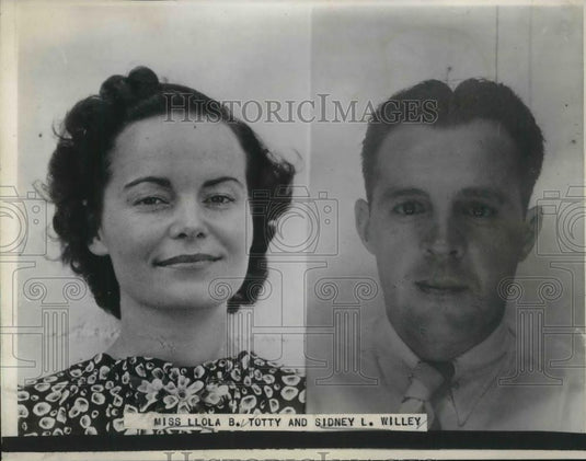 1938 Press Photo Miss Lola B Totty & Sidney L willey in mug shots - Historic Images