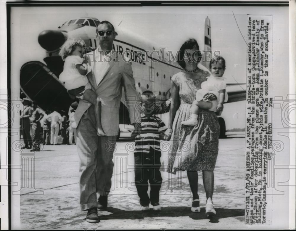 1960 Press Photo American missionaries,refugees families from Strife-torn Congo. - Historic Images