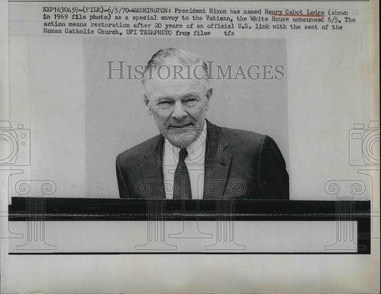 1970 Press Photo Special US Envoy to the Vatican ,Henry Cabot Lodge - Historic Images