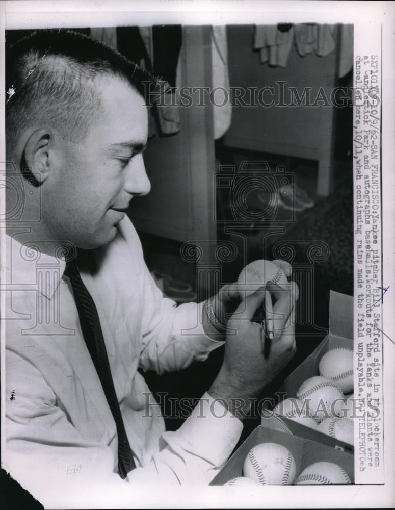 1962 Press Photo New York Yankee Pitcher Bill Stafford - nes00685 - Historic Images