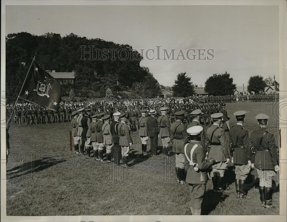 1933 Press Photo Camp Smith Peeskill NY Gov. herbert. H. Lehman Troops - Historic Images