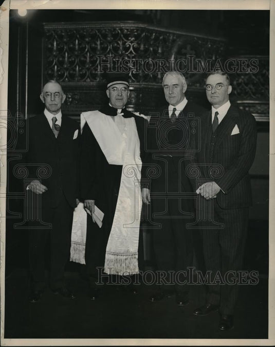 1932 Press Photo Boston U. Pres DL Marsh, & U, of Bologna officials - Historic Images
