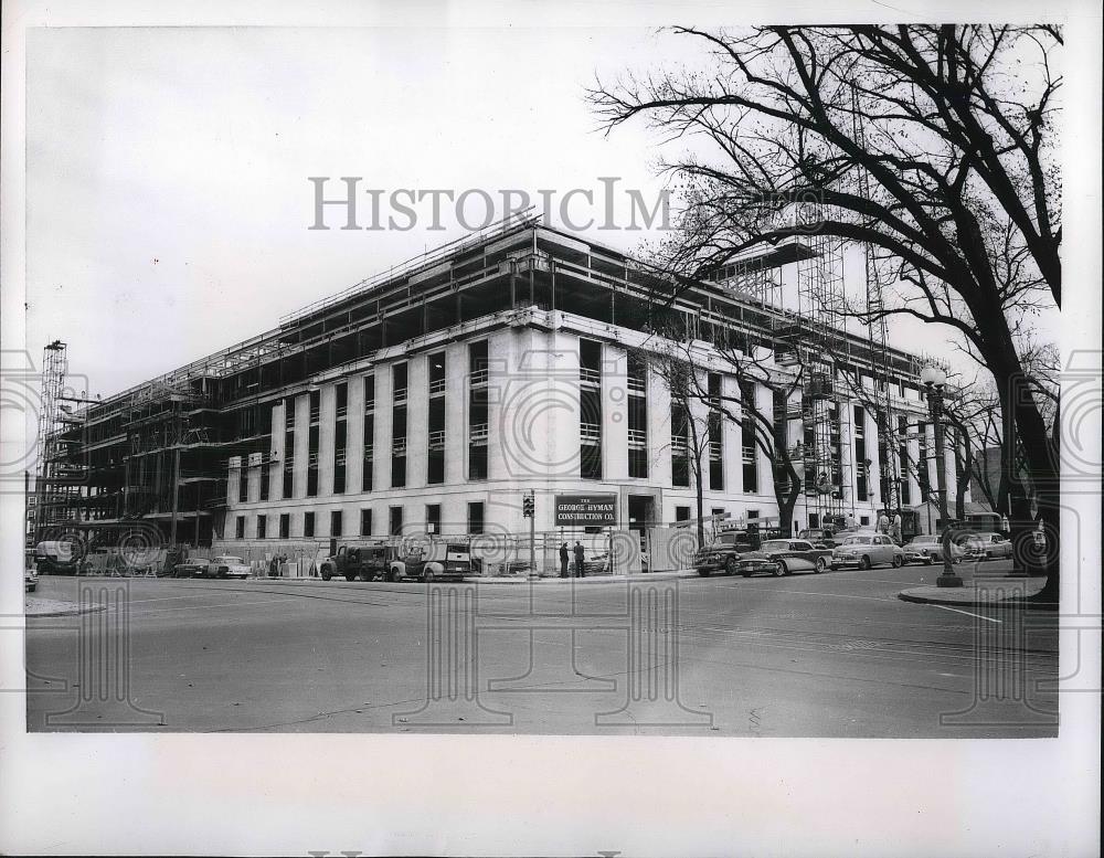 1956 Press Photo Senate Office building Concrete Mixer Overturned - Historic Images