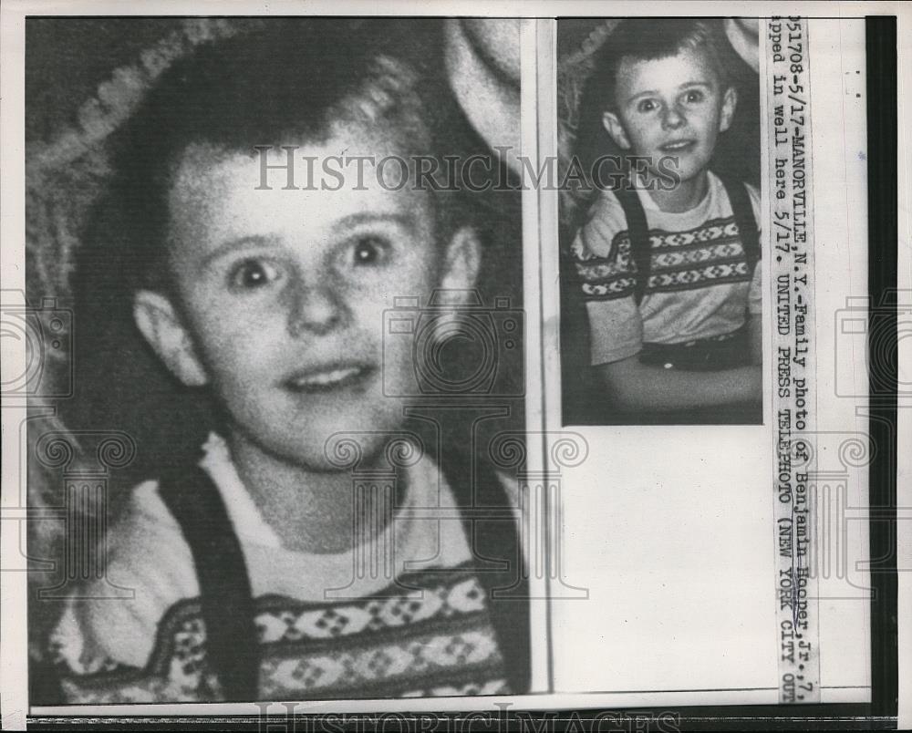 1956 Press Photo Benjamil Hooper Jr. trapped in well - Historic Images