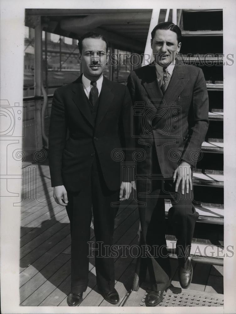 1934 Press Photo Max Hochberg, Sidney Silodor Sailing for Bermuda on Monarch - Historic Images