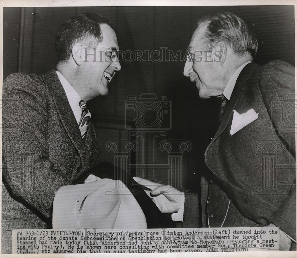 1948 Press Photo Sec. Of Agriculture Clinton Anderson &amp; Senator Theodore Green - Historic Images