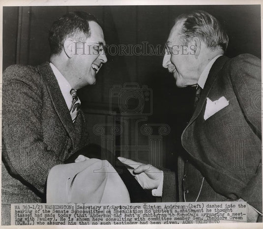 1948 Press Photo Sec. Of Agriculture Clinton Anderson & Senator Theodore Green - Historic Images