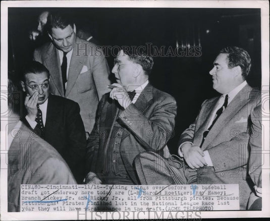 1950 Press Photo Baseball Draft Branch Rickey Sr & Rickey Jr - Historic Images