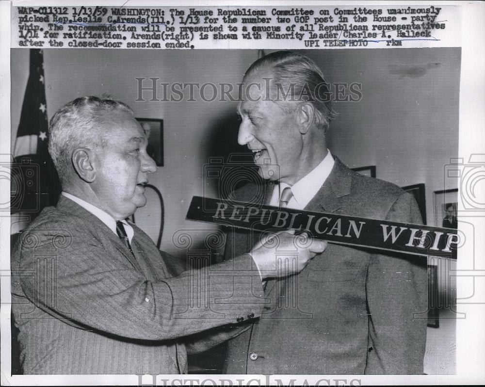 1959 Press Photo House GOP Committee, Rep Leslie Arends &amp; Charles Halleck - Historic Images