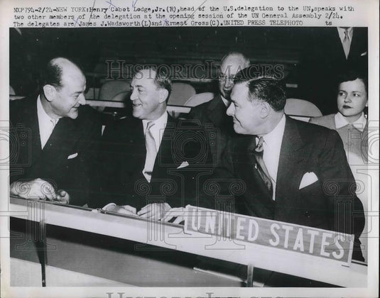 1953 Press Photo Cabot Lodge Jr.,James Wadsworth & Ernest Gross In New York - Historic Images