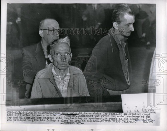 1955 Press Photo Antone Laskiewicz Convicted of Burglary, Son Henry Lask - Historic Images