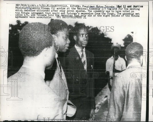 1962 Press Photo Pres.Moise Tshombe arrival in Natl. Assembly for deputy meeting - Historic Images