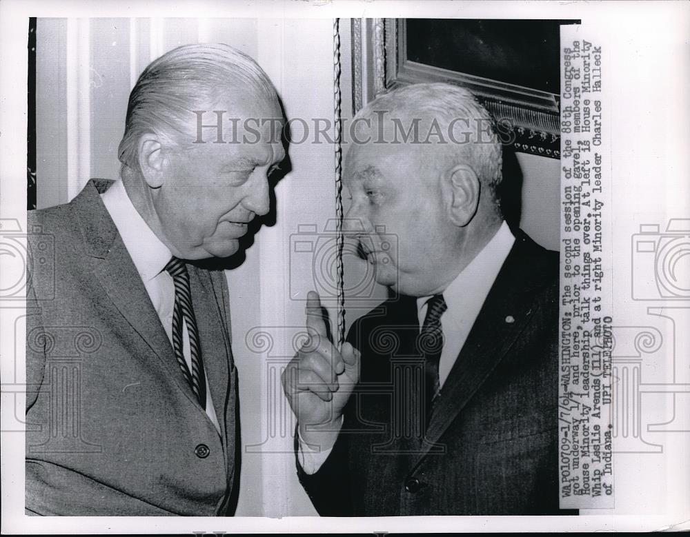 1964 Press Photo Rep Leslie Arends &amp; Charles Halleck,House GOP Committee - Historic Images