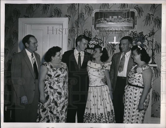 1956 Press Photo Ray,Charles, Wm Trombley & their brides Mary,Mildred,Nancy - Historic Images