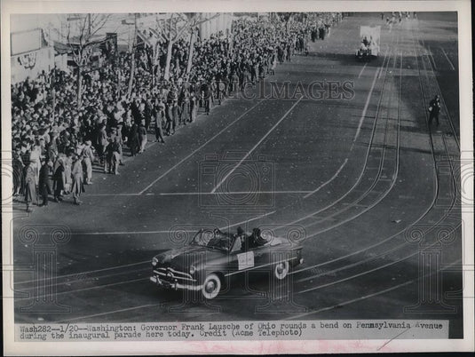 Press Photo Governor Frank Lausche of Ohio Inaugural Parade Washington - Historic Images