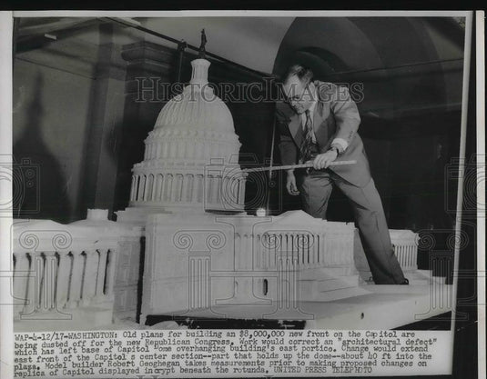 1952 Press Photo Model Builder Robert Geoghegan Measure For Changes to Capitol - Historic Images