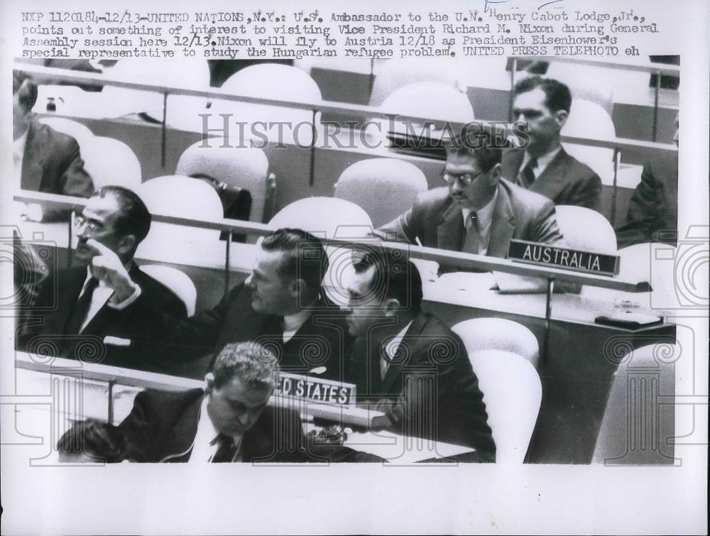 1956 Press Photo US Ambassador to UN Henry Cabot Lodge Jr - Historic Images